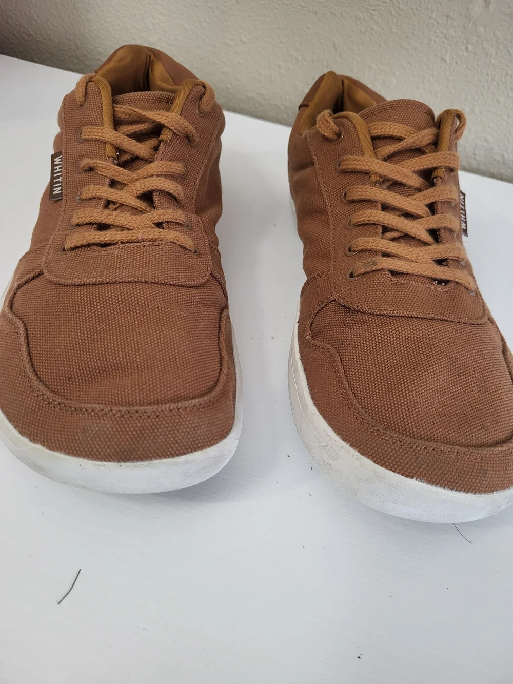 Whitin Barefoot Zero Drop Wide Toe Box Shoes Men 44 10 Brown Canvas Minimalist